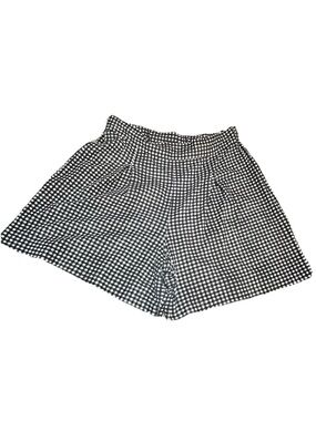 VTG High Waisted Shorts 80s 90s Black White Plaid  Checkered Pleated L Preppy
